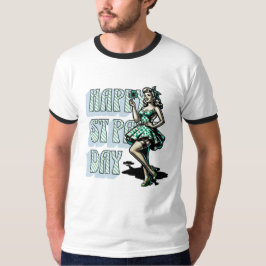 Lycklig St patrick's day Pinup Girl med Shamrock T Shirt