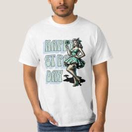 Lycklig St patrick's day Pinup Girl med Shamrock T Shirt