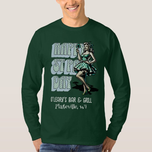 Lycklig St patrick's day Pinup Girl med Shamrock T Shirt (Framsida)