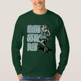 Lycklig St patrick's day Pinup Girl med Shamrock T Shirt