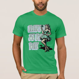 Lycklig St patrick's day Pinup Girl med Shamrock T Shirt