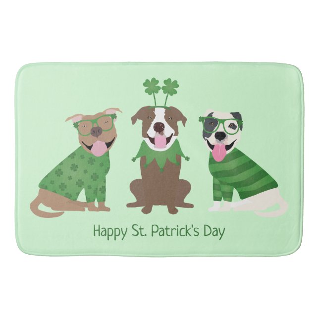 Lycklig St patricks day Pit Bull Dogs Badrumsmatta (Framsidan)