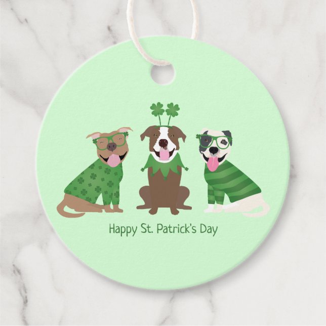 Lycklig St patricks day Pit Bull Dogs Gåvor Etiketter (Framsida)