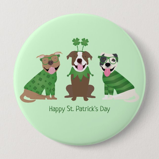 Lycklig St patricks day Pit Bull Dogs Knapp (Framsida)