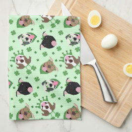 Lycklig St patricks day Pit Bull Dogs Kökshandduk