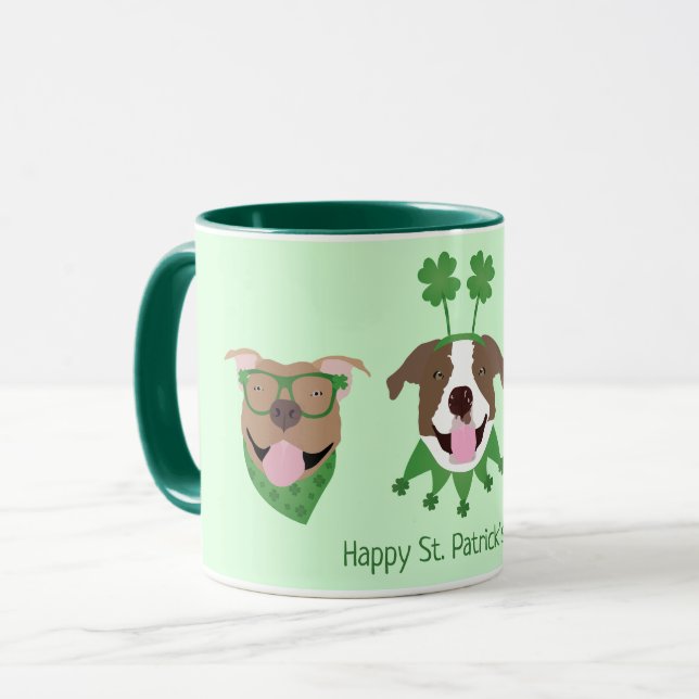 Lycklig St patricks day Pit Bull Dogs Mugg (Framsida vänster)