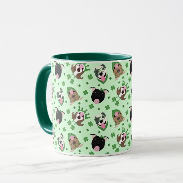 Lycklig St patricks day Pit Bull Dogs Mugg (Framsida vänster)
