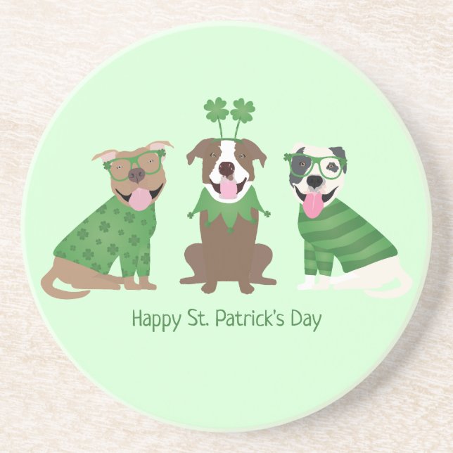 Lycklig St patricks day Pit Bull Dogs Underlägg (Framsidan)