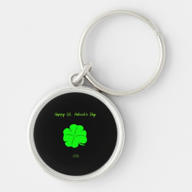Lycklig St. Patrick's Day Premium Round Nyckelring (Framsidan)