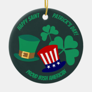 Lycklig St. Patrick's Day Proud Irish American Julgransprydnad Keramik