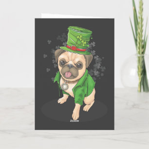 Lycklig St. Patrick's Day Pug-hälsningskort för hu Kort