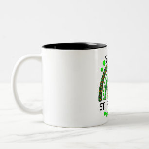 Lycklig St patrick's day Rainbow Leopard Print Sha Två-Tonad Mugg