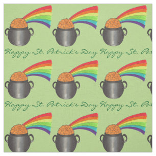 Lycklig St. Patrick's Day Rainbow Pot of Guld Grön Tyg