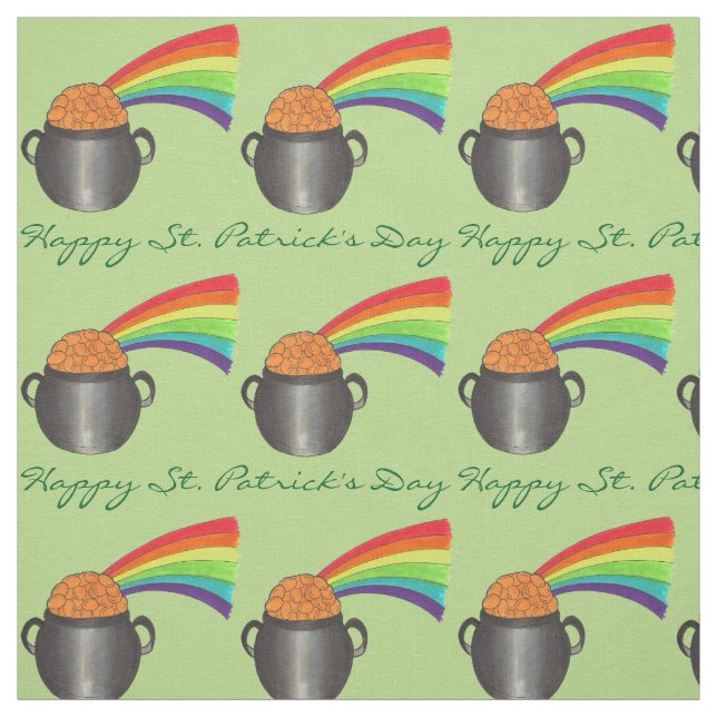 Lycklig St. Patrick's Day Rainbow Pot of Guld Grön Tyg (Provkarta)