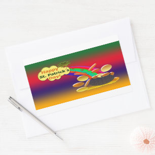 Lycklig St. Patrick's Day Rainbow Rektangulärt Klistermärke
