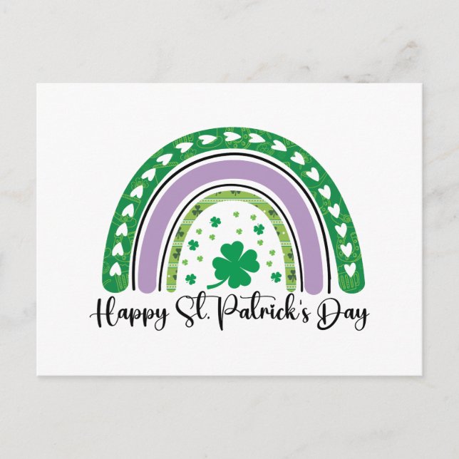 Lycklig St patrick's day Retro Shamrock Rainbow Vykort (Framsida)