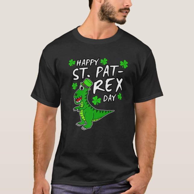 Lycklig St. Patrick's Day Rex Dinosaur St. Paddy's T Shirt (Framsida)
