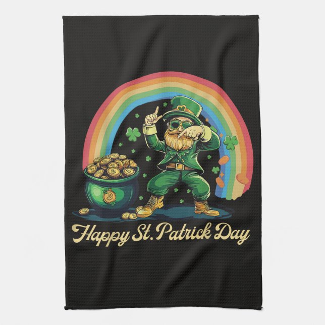 Lycklig St Patricks Day Rolig Leprechaun Kökshandduk (Vertikal)