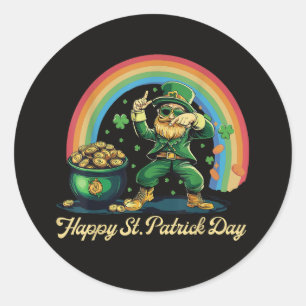 Lycklig St Patricks Day Rolig Leprechaun Runt Klistermärke