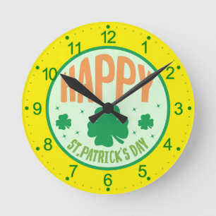 Lycklig St patrick's day Rund Klocka