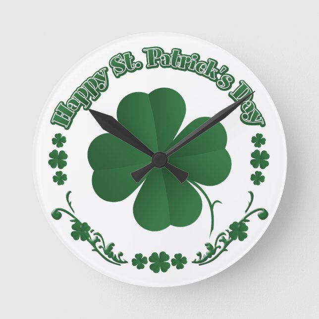 Lycklig St. Patrick's Day Rund Klocka (Framsida)