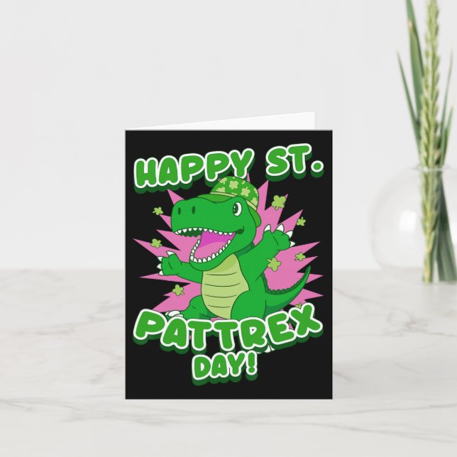 Lycklig St. Patricks Day Saint Paddy Day Dinosaur  Kort (Framsida)