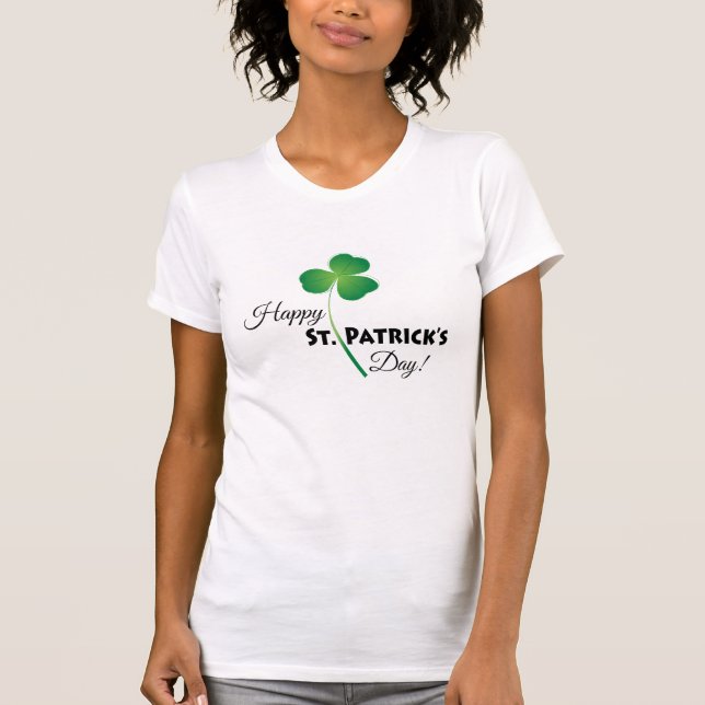 Lycklig St. Patrick's Day Script Klöver Tee (Framsida)