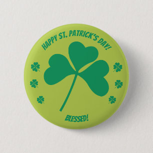 Lycklig St. Patrick's Day Shamrock and Blsed but Knapp