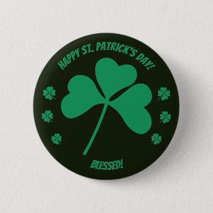 Lycklig St. Patrick's Day Shamrock and Blsed but Knapp