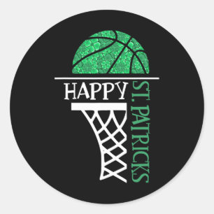 Lycklig St patricks day Shamrock basketball player Runt Klistermärke