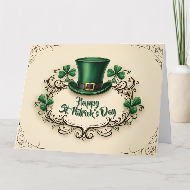 Lycklig St. Patrick's Day Shamrock-design Kort (Framsida)