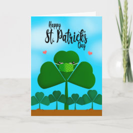 Lycklig St patrick's day Shamrock i Ansikte Mask H Helgkort