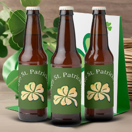 Lycklig St. Patrick's Day Shamrock Klöver Ölflaska Etikett