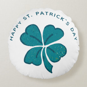 Lycklig St. Patrick's Day Shamrock Klöver Rund Kudde