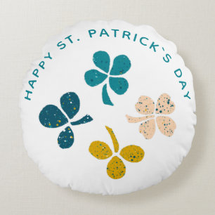 Lycklig St. Patrick's Day Shamrock Klöver Rund Kudde