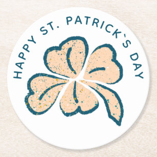 Lycklig St. Patrick's Day Shamrock Klöver Underlägg Papper Rund