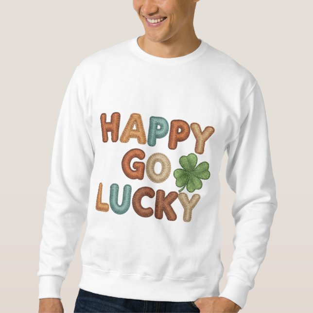Lycklig St. Patrick's Day Shamrock Lång Ärmad Tröja (Framsida)