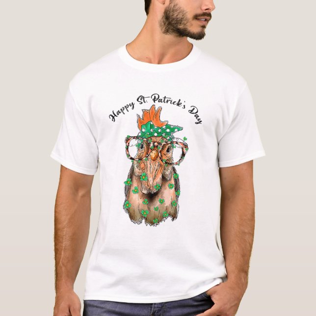 Lycklig St patrick's day Shamrock Löv Chicken Lepr T Shirt (Framsida)