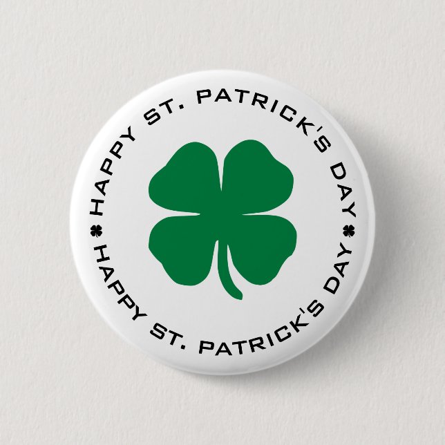 Lycklig St. Patrick's Day Shamrock Lucky Charm Knapp (Framsida)