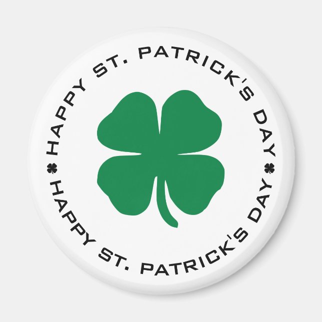 Lycklig St. Patrick's Day Shamrock Lucky Charm Magnet (Framsidan)