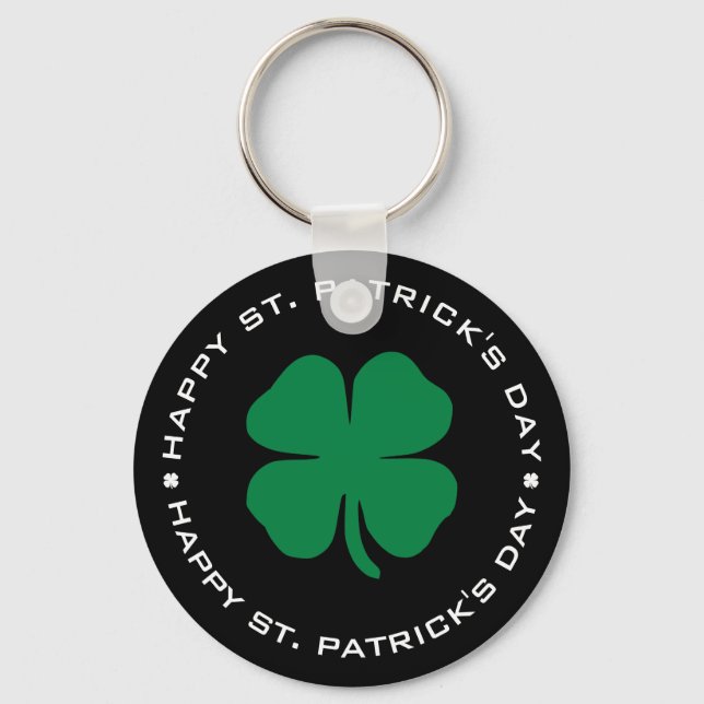 Lycklig St. Patrick's Day Shamrock Lucky Charm Nyckelring (Framsida)