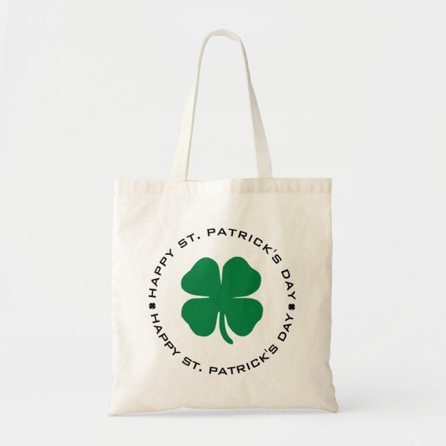 Lycklig St. Patrick's Day Shamrock Lucky Charm Tygkasse (Framsidan)