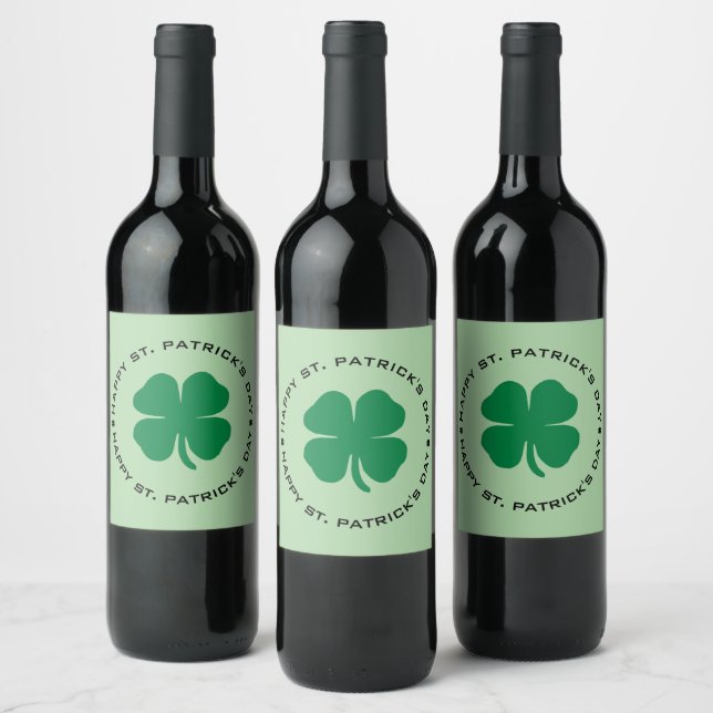 Lycklig St. Patrick's Day Shamrock Lucky Charm Vinflaska Etikett (Flaskor)