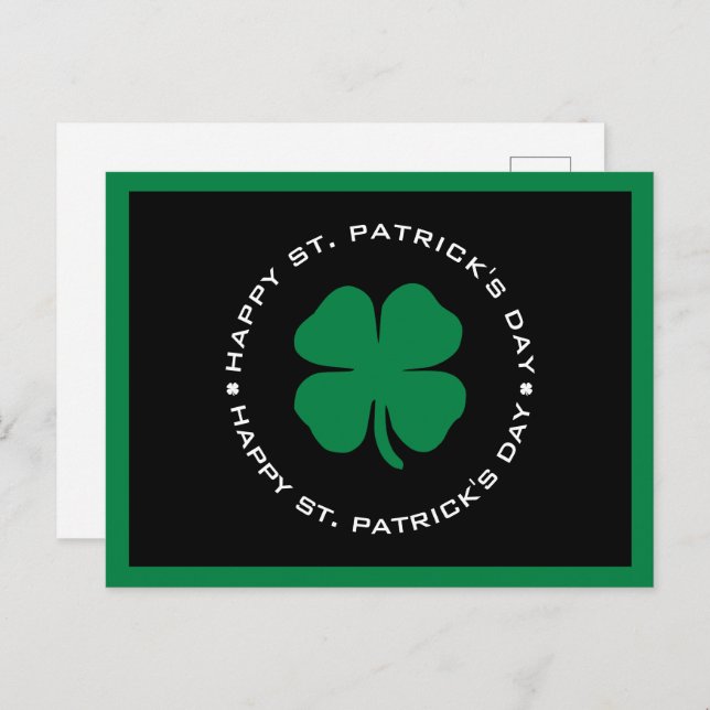 Lycklig St. Patrick's Day Shamrock Lucky Charm Vykort (Fram/baksida)