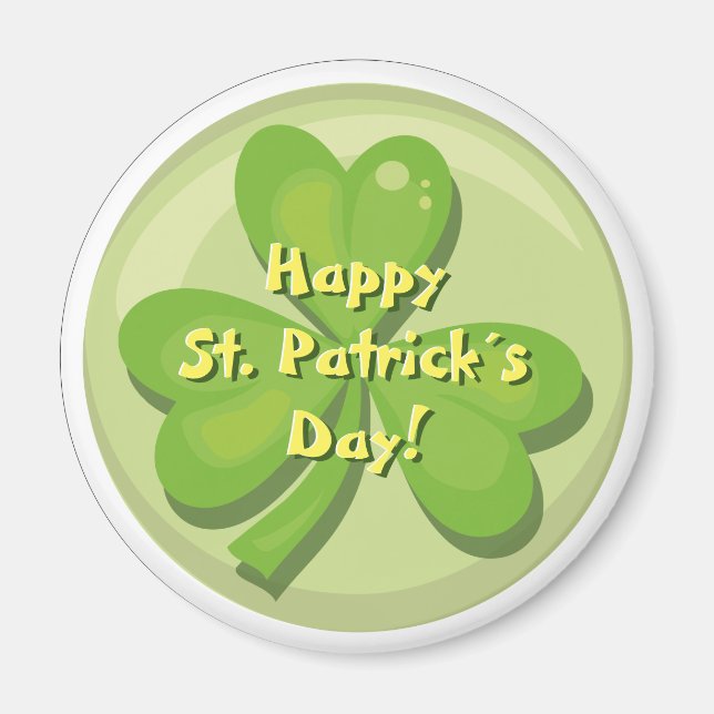 Lycklig St. Patrick's Day Shamrock Magnet (Framsidan)