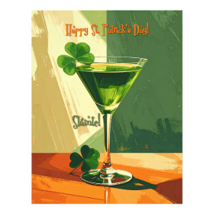 Lycklig St. Patrick's Day Shamrock Martini Fototryck