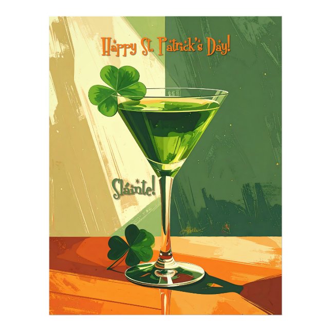 Lycklig St. Patrick's Day Shamrock Martini  Fototryck (Framsidan)