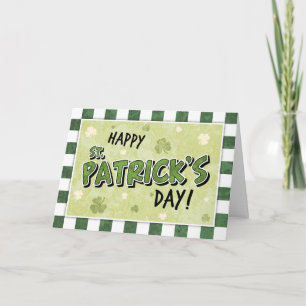 Lycklig St. Patrick's Day - Shamrock och Gingham Kort