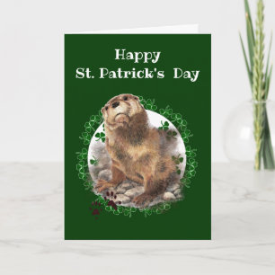 Lycklig St. Patrick's Day Shamrock Otter Animal ro Kort