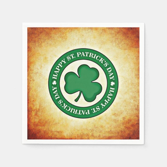 Lycklig St. Patrick's Day Shamrock Square Napkin Pappersservett (Framsidan)